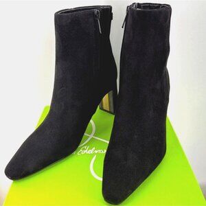 Sam Edelman Saige Women's Suede Booties Black Ankle Block Heel Boots Size 8
